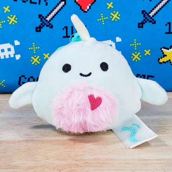 Squishmallow Niema the Narwhal 3.5" Clip UltraSoft Valentine's Day Plush Toy NWT - Picture 1 of 12